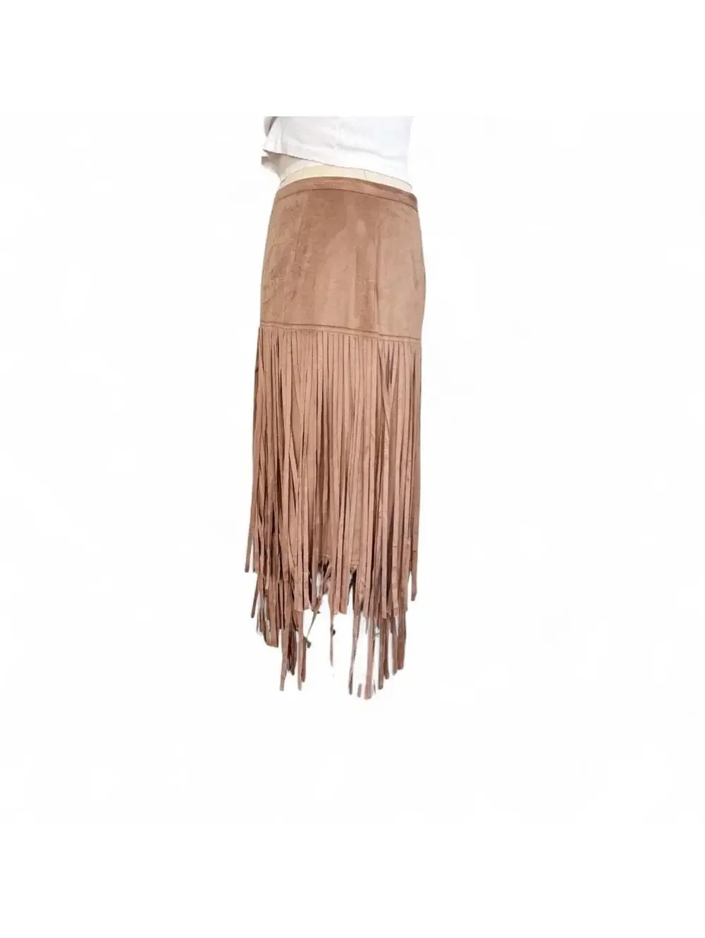 Chicos Boho Fringe Midi Skirt 0 Western Festival
